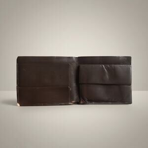Vintage Brown Leather Bifold Wallet Snap Coin Pouch Men’s Estate Find